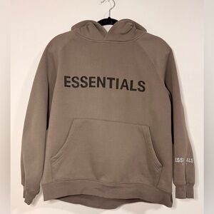 Fear of God Essentials Khaki  Fleece Hoodie S Logo Pockets Hooded